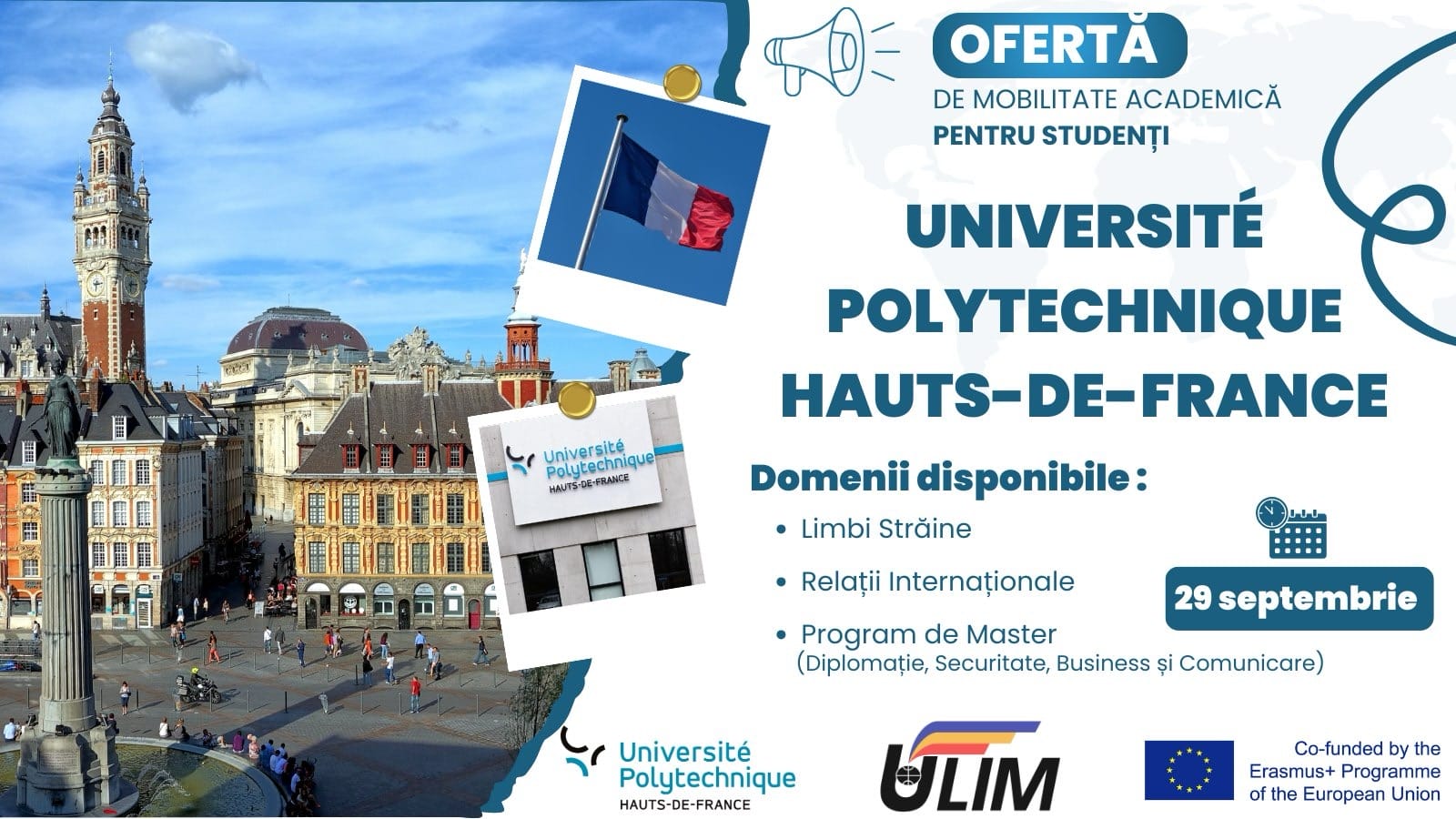 Explorează noi orizonturi academice și cufundă-te în farmecul meleagurilor franceze cu o mobilitate Erasmus+ la Université Polytechnique Hauts-de-France (UPHF).
